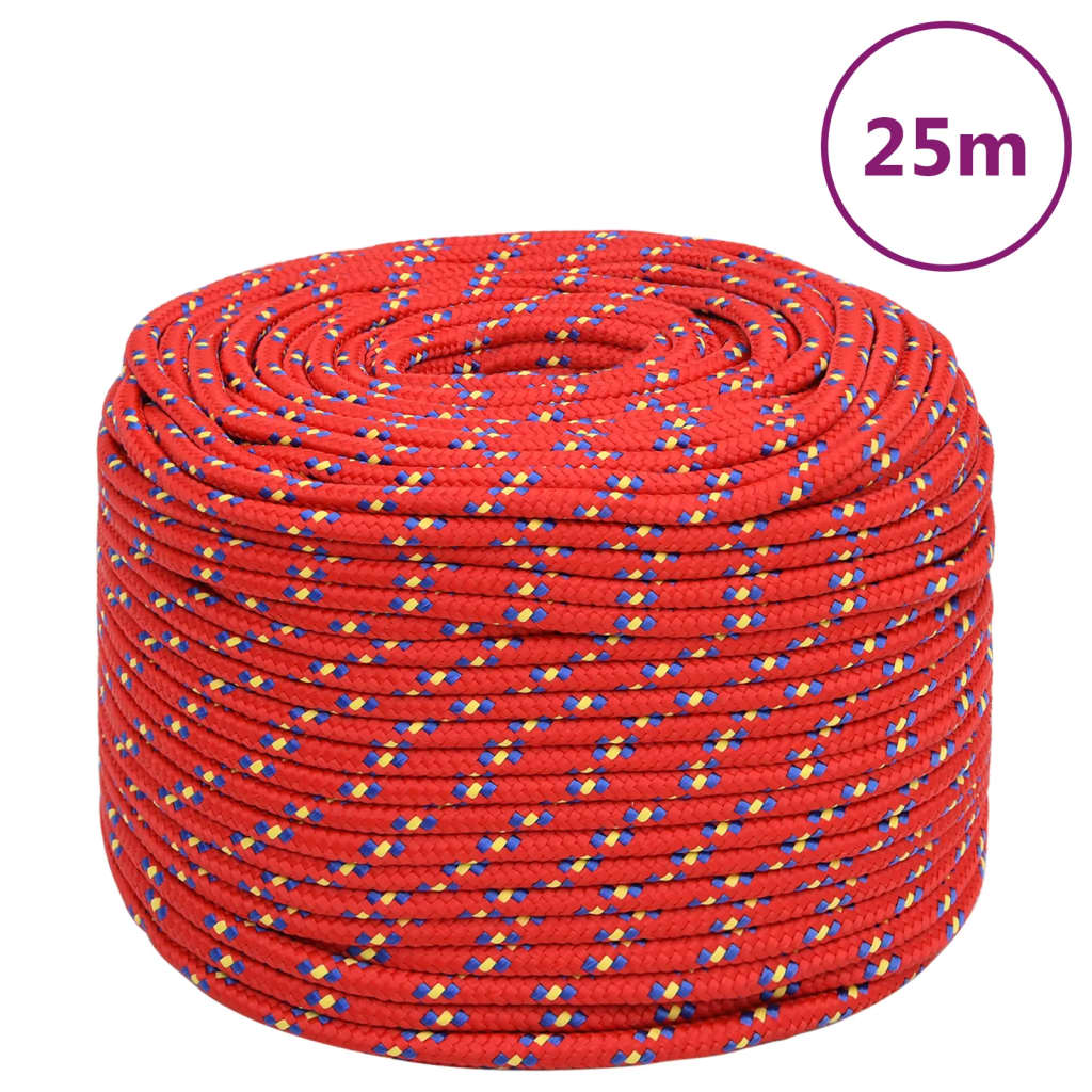 vidaXL Boat Rope Red 10 mm 25 m Polypropylene