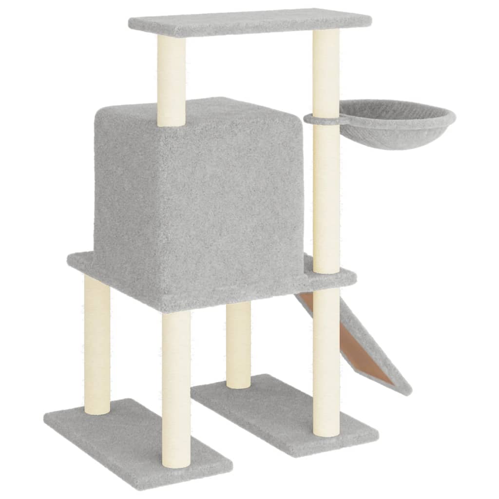 vidaXL Cat Tree with Sisal Scratching Posts Light Grey 96.5 cm