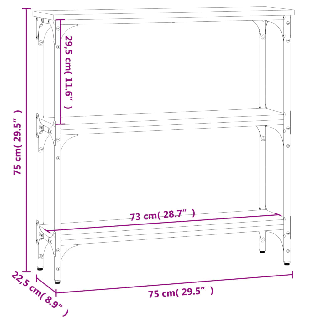 vidaXL Console Table Smoked Oak 75x22.5x75 cm Engineered Wood