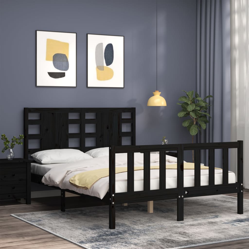 vidaXL Bed Frame without Mattress Black 120x200 cm Solid Wood Pine