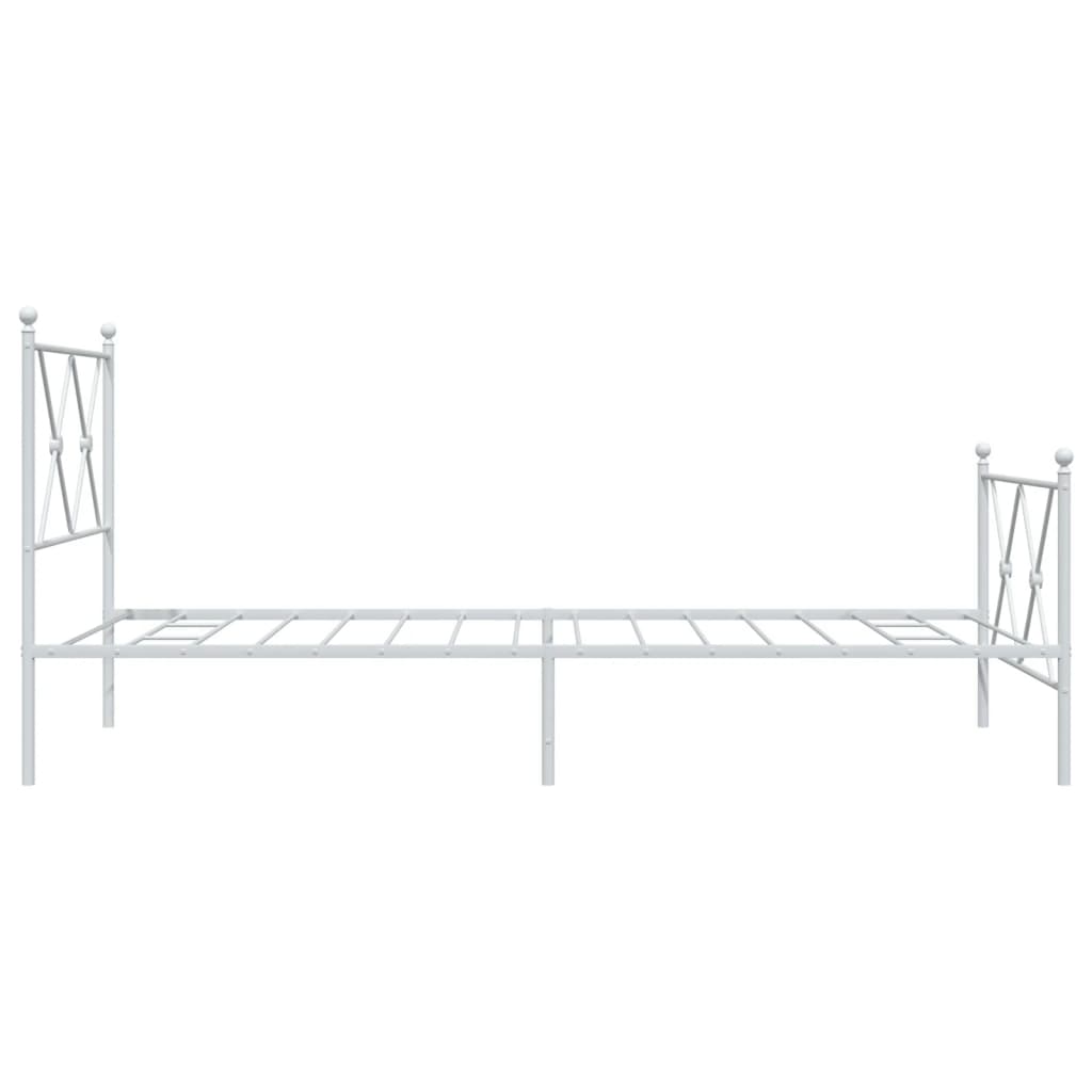 vidaXL Metal Bed Frame without Mattress with Footboard White 90x200 cm