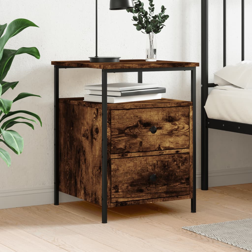 vidaXL Bedside Cabinet Smoked Oak 44x45x60 cm Engineered Wood