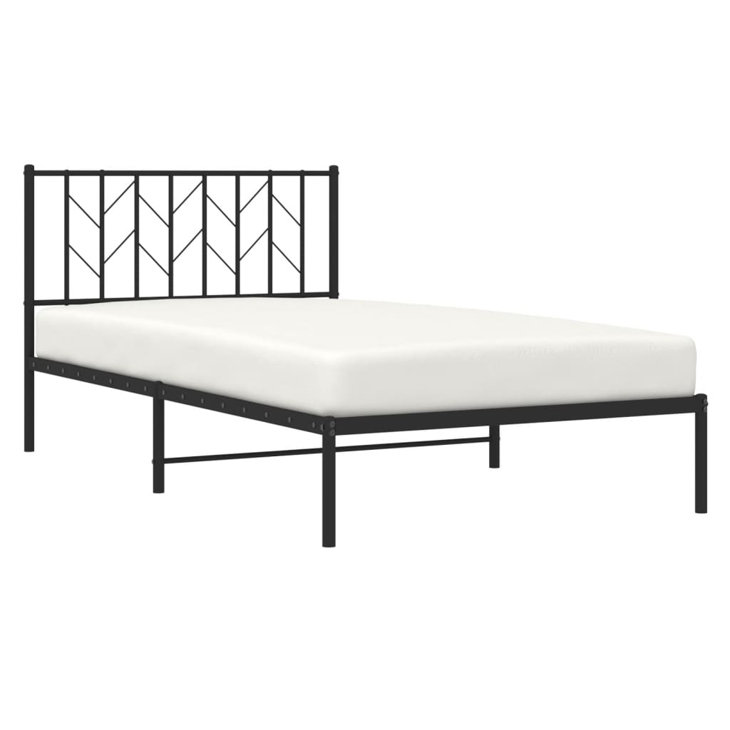 vidaXL Metal Bed Frame without Mattress with Headboard Black 107x203 cm