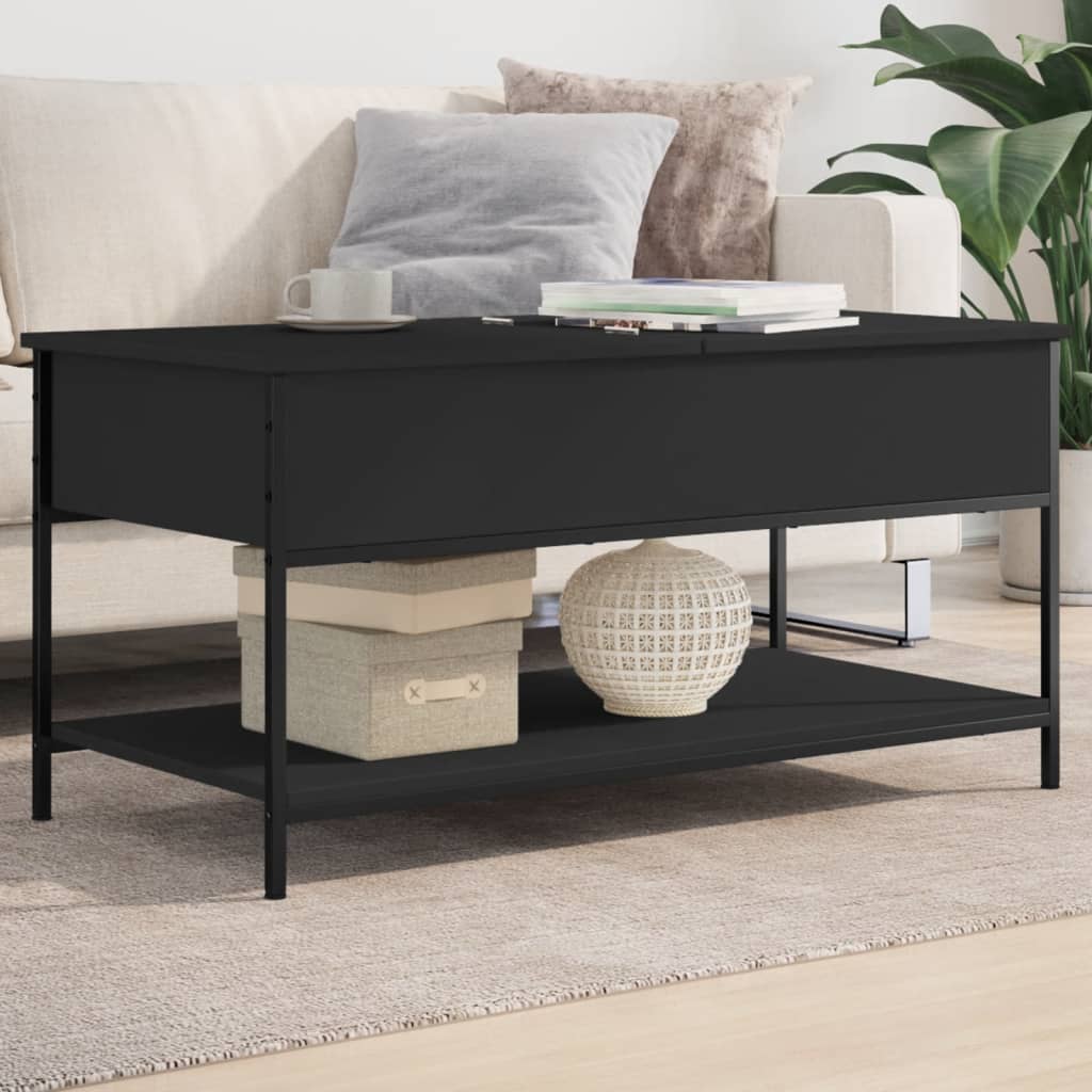 vidaXL Coffee Table Black 100x50x50 cm Engineered Wood and Metal