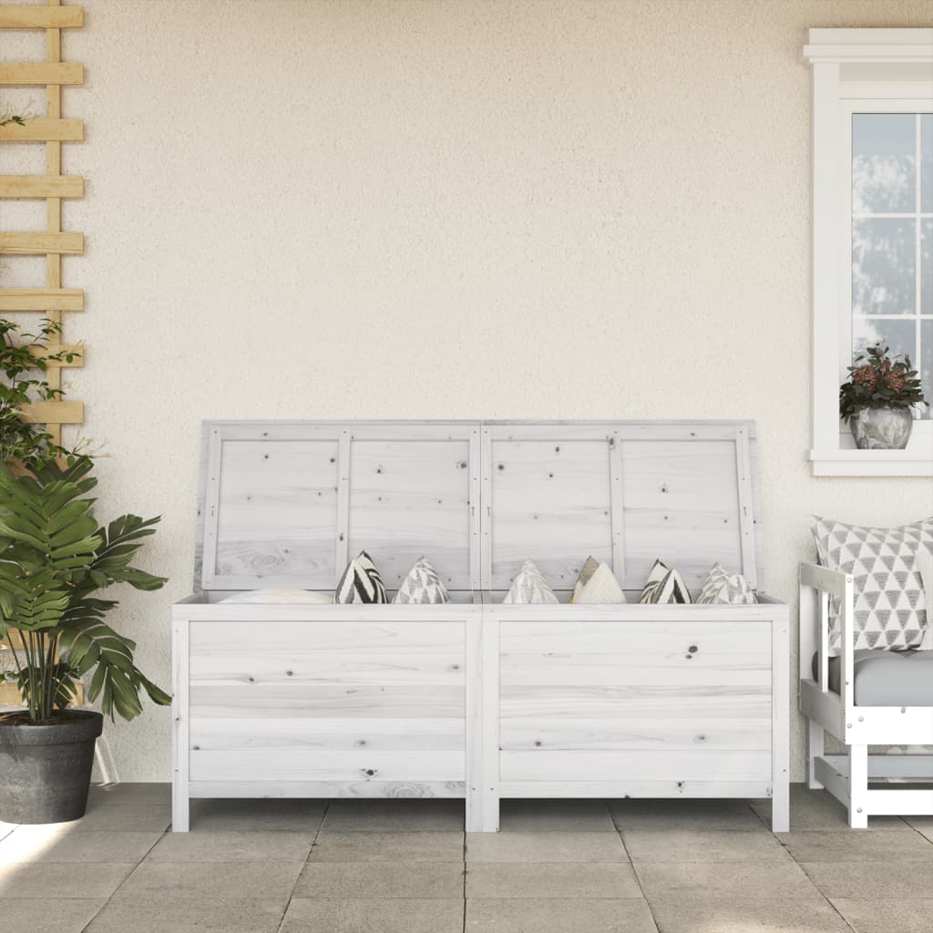 vidaXL Garden Storage Box White 150x50x56.5 cm Solid Wood Fir