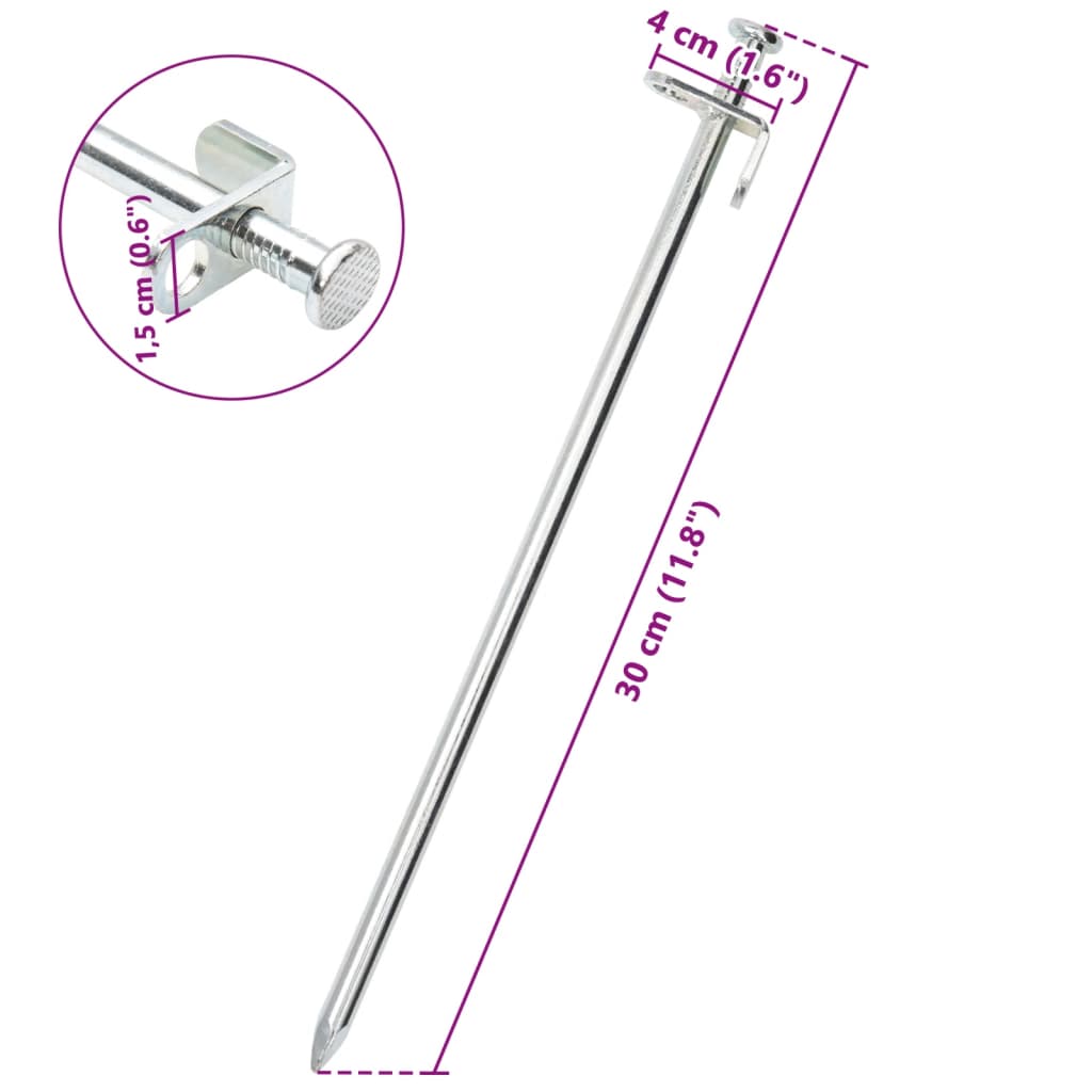 vidaXL Tent Pegs 24 pcs 30 cm 8 mm Galvanised Steel