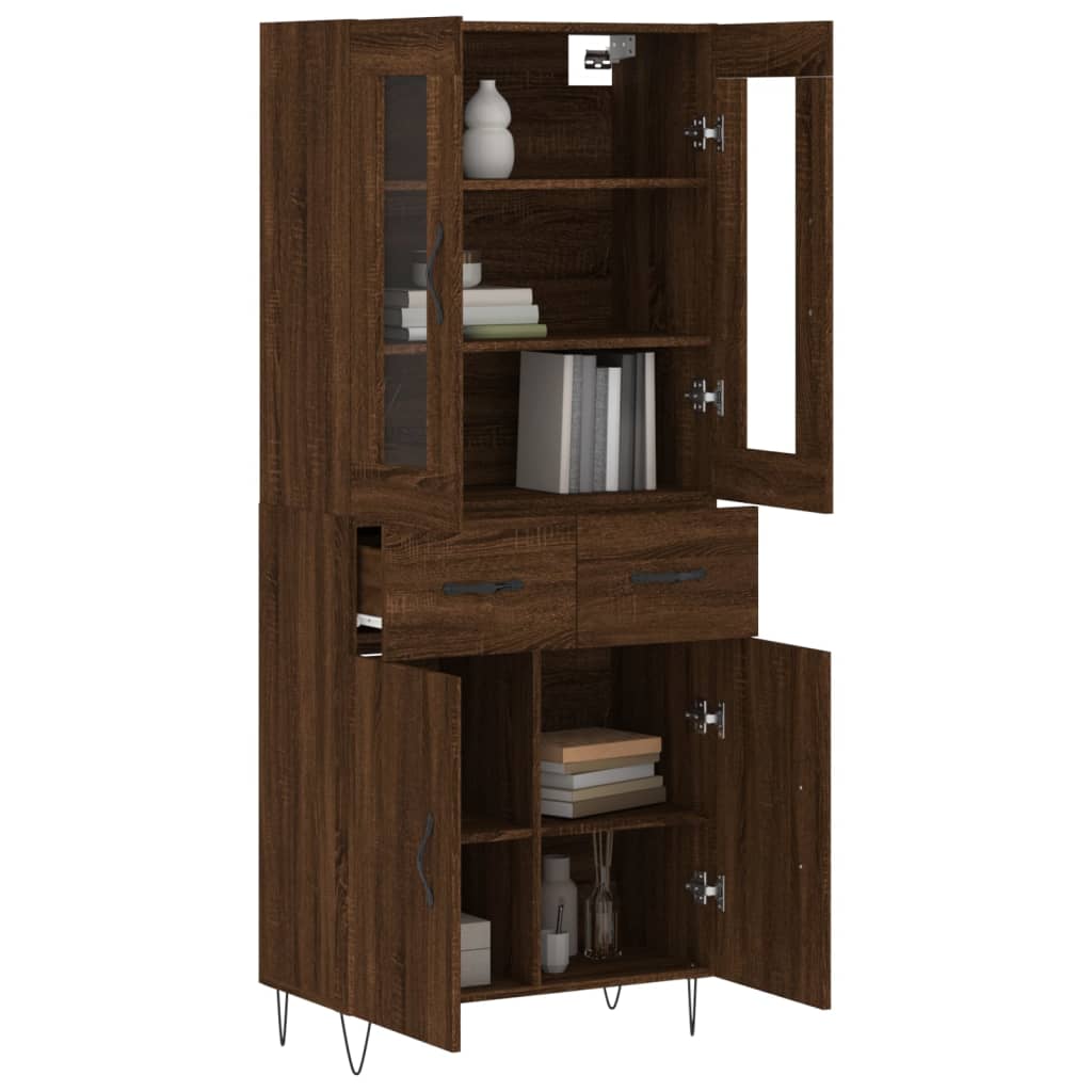 vidaXL Highboard Brown Oak 69.5x34x180 cm Engineered Wood