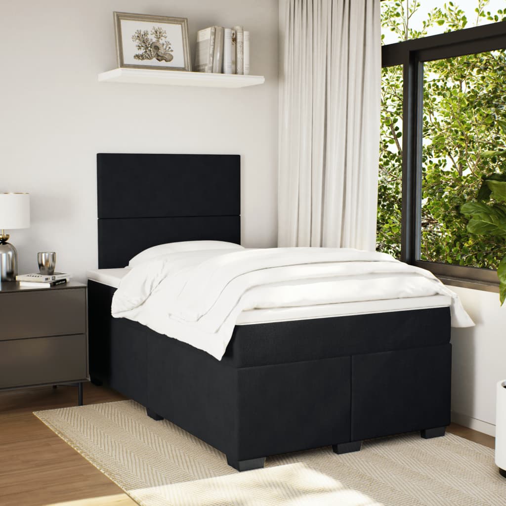 vidaXL Box Spring Bed with Mattress Black 120x190 cm Small Double Velvet