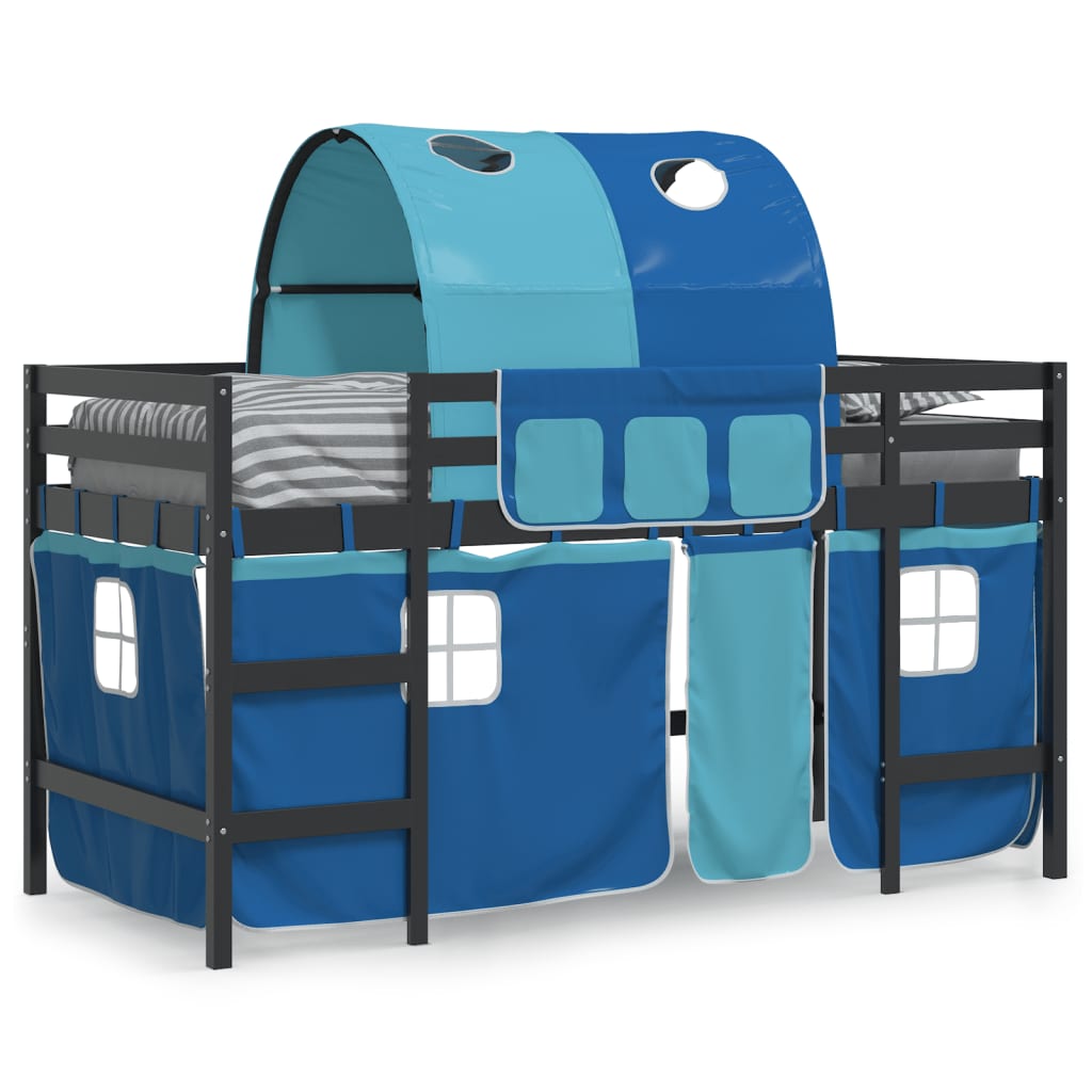 vidaXL Kids' Loft Bed with Tunnel without Mattress Blue 90x190 cm Single