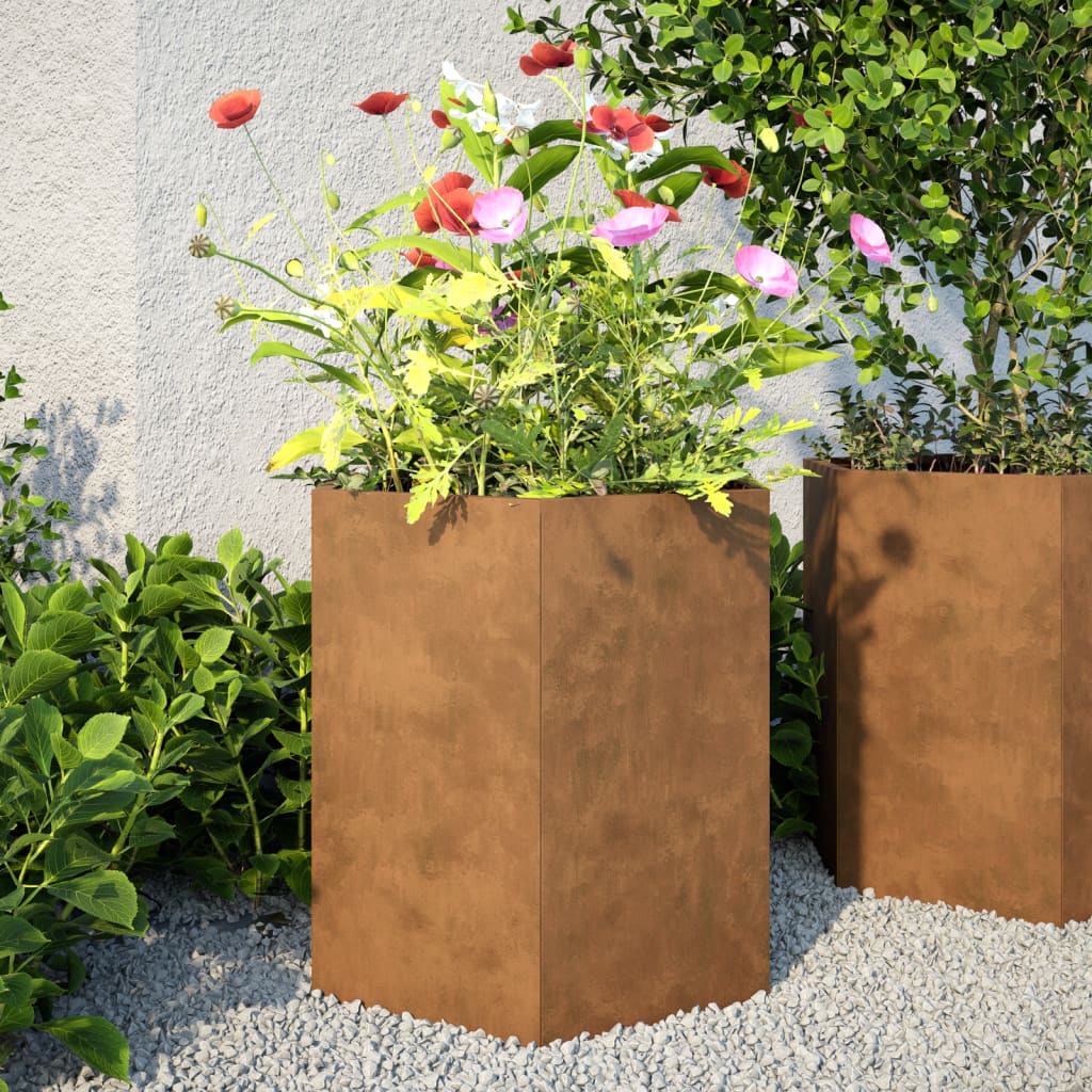 vidaXL Garden Planter Hexagon 46x40x45 cm Corten Steel