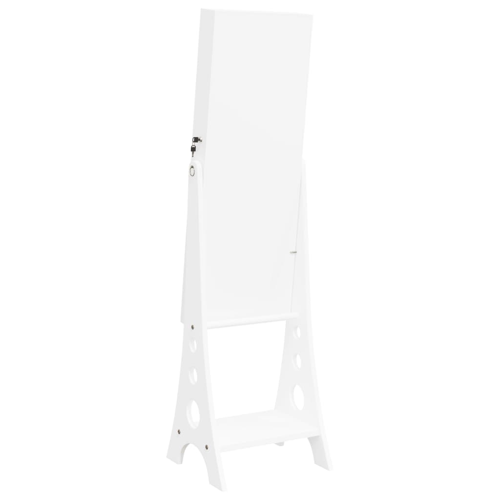 vidaXL Mirror Jewellery Cabinet with LED Lights Free Standing White