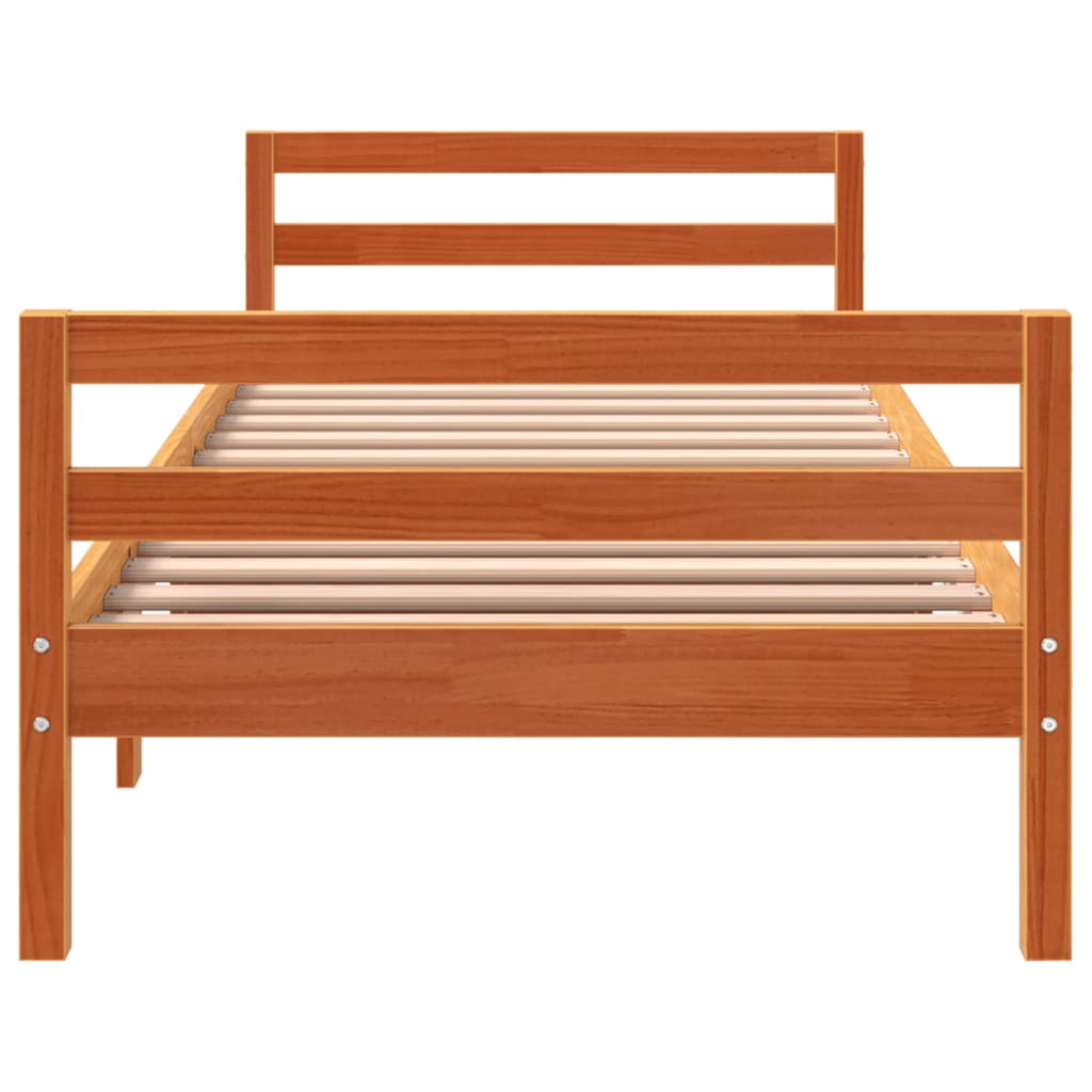 vidaXL Bed Frame without Mattress Wax Brown 90x200 cm Solid Wood Pine