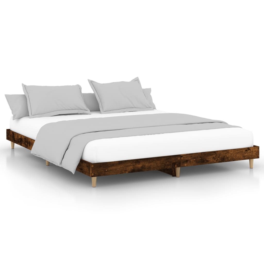 vidaXL Bed Frame without Mattress Smoked Oak 160x200 cm Engineered Wood