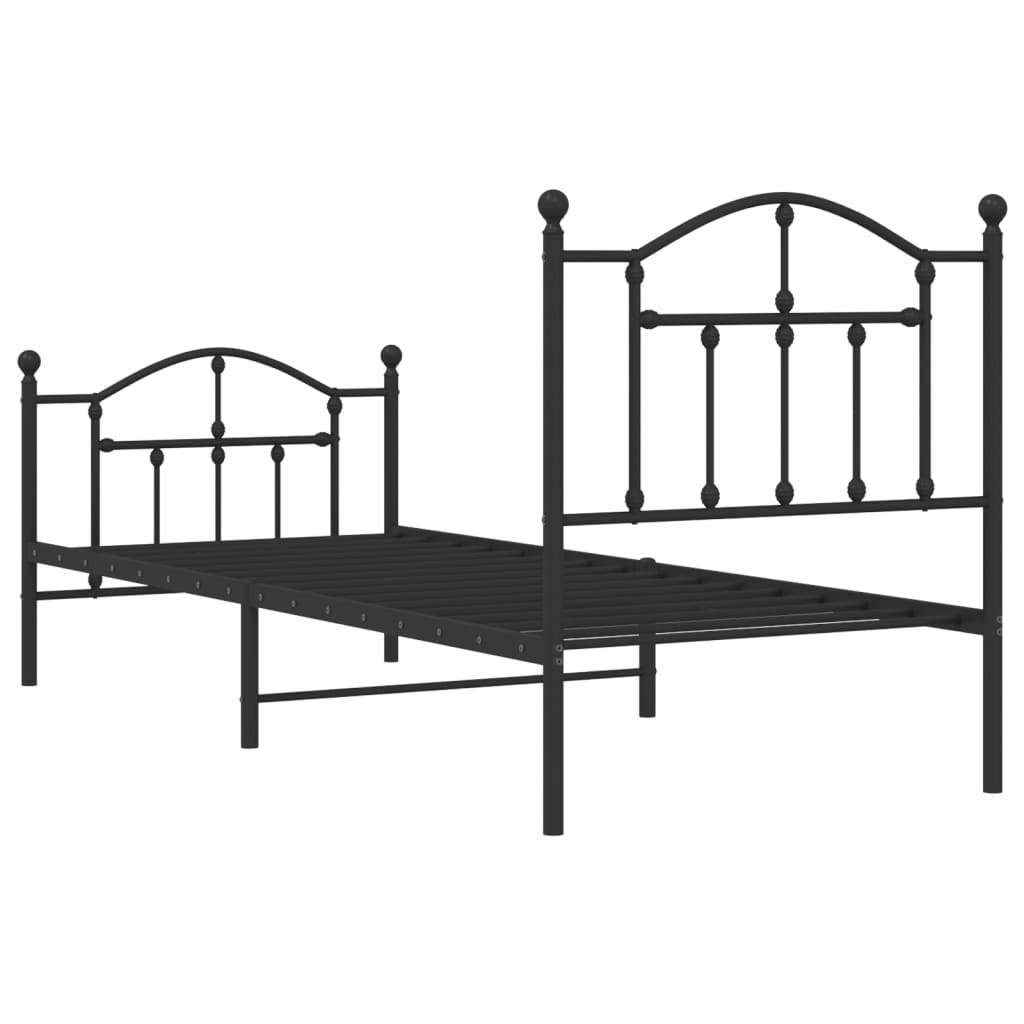 vidaXL Metal Bed Frame without Mattress with Footboard Black 90x200 cm