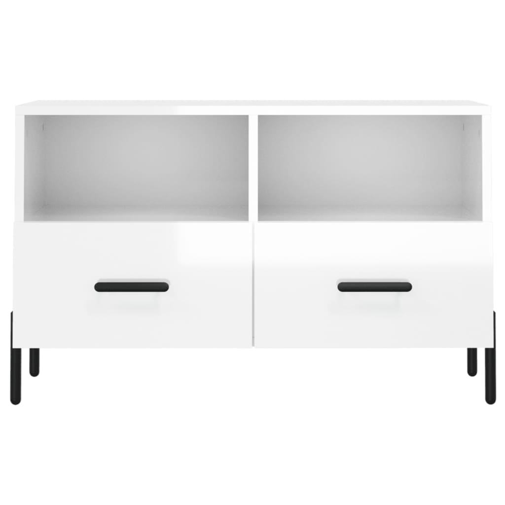 vidaXL TV Cabinet High Gloss White 80x36x50 cm Engineered Wood