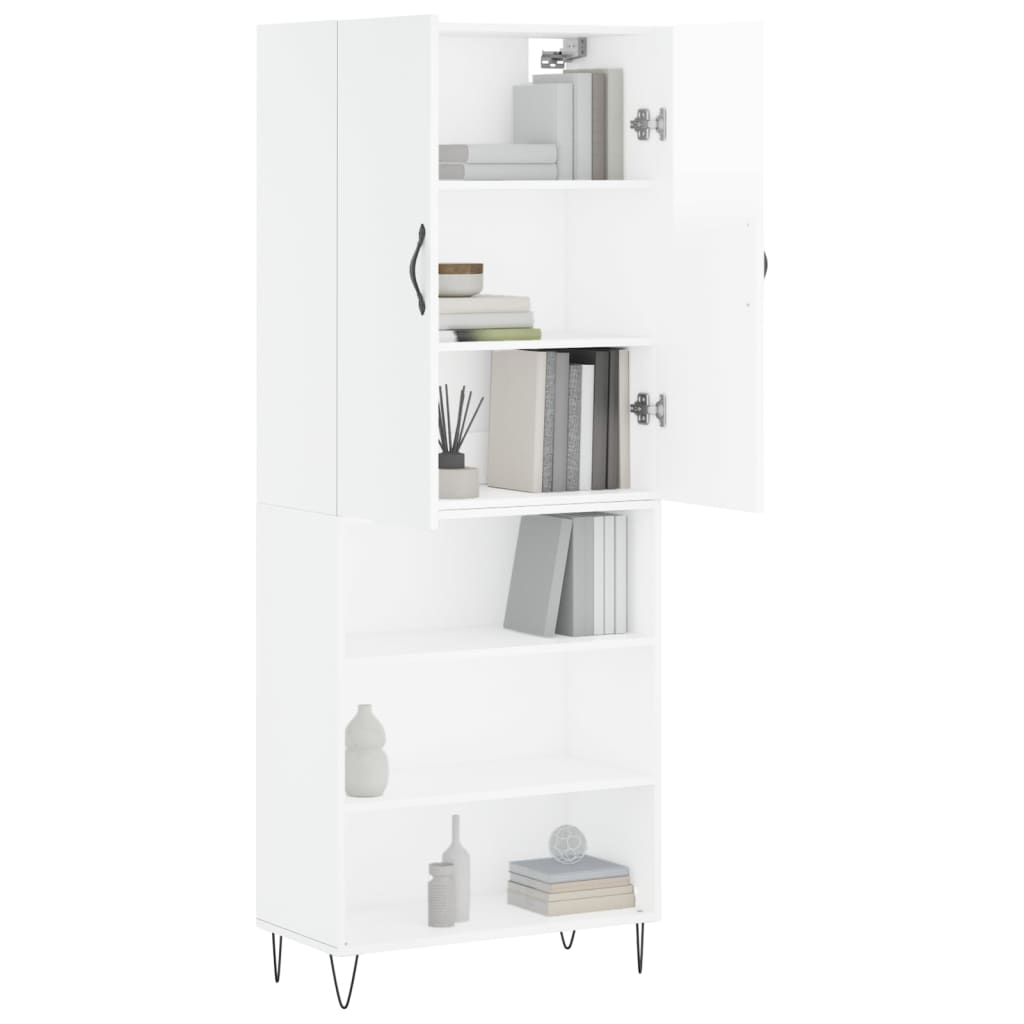 vidaXL Highboard High Gloss White 69.5x34x180 cm Engineered Wood