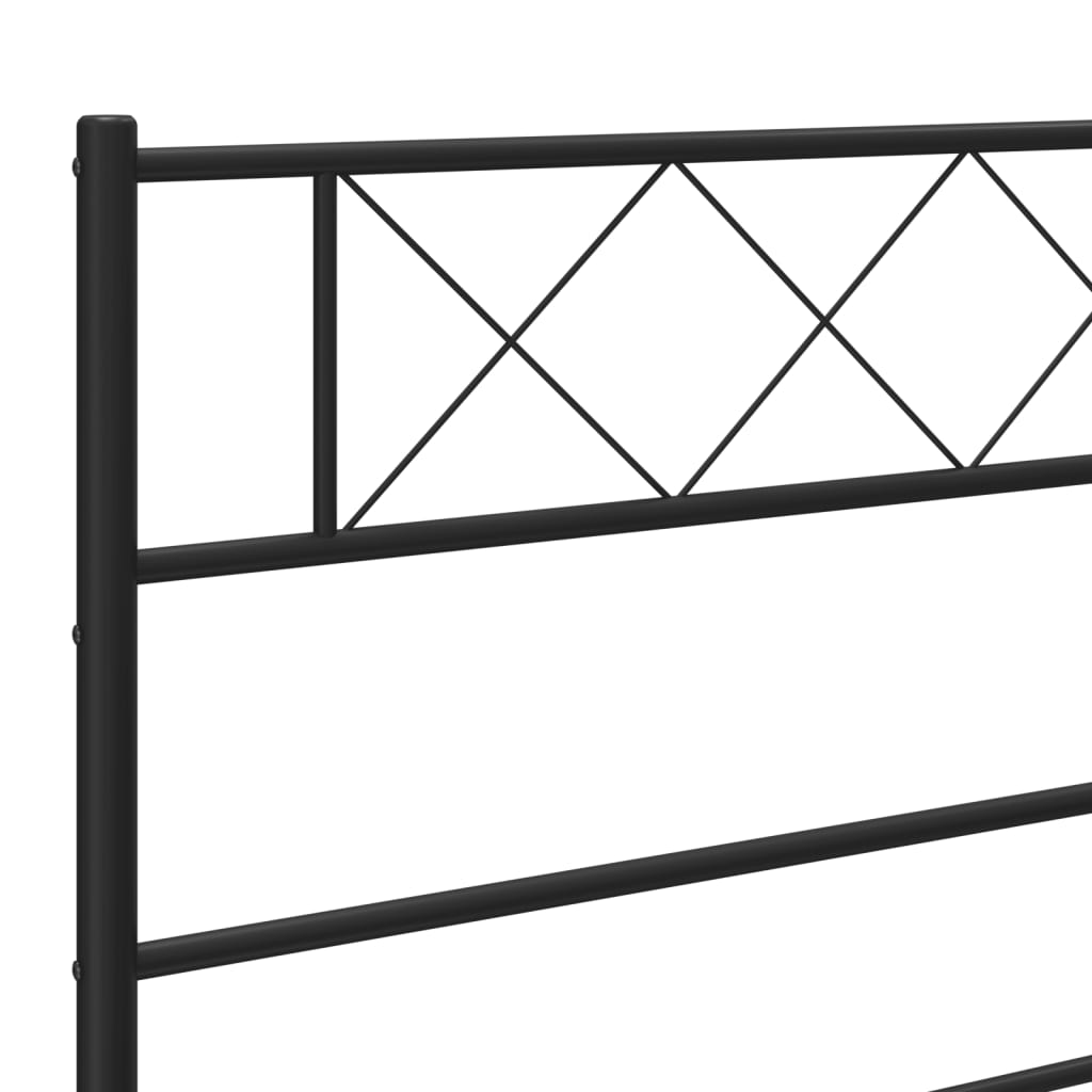 vidaXL Metal Bed Frame without Mattress with Headboard Black 193x203 cm