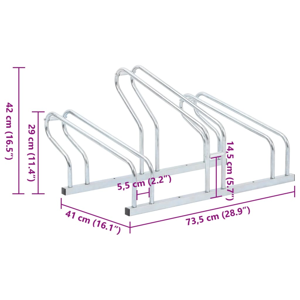 vidaXL Bicycle Stand for 3 Bikes Floor Freestanding Galvanised Steel