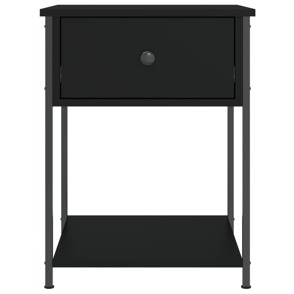 vidaXL Bedside Table Black 44x45x58 cm Engineered Wood