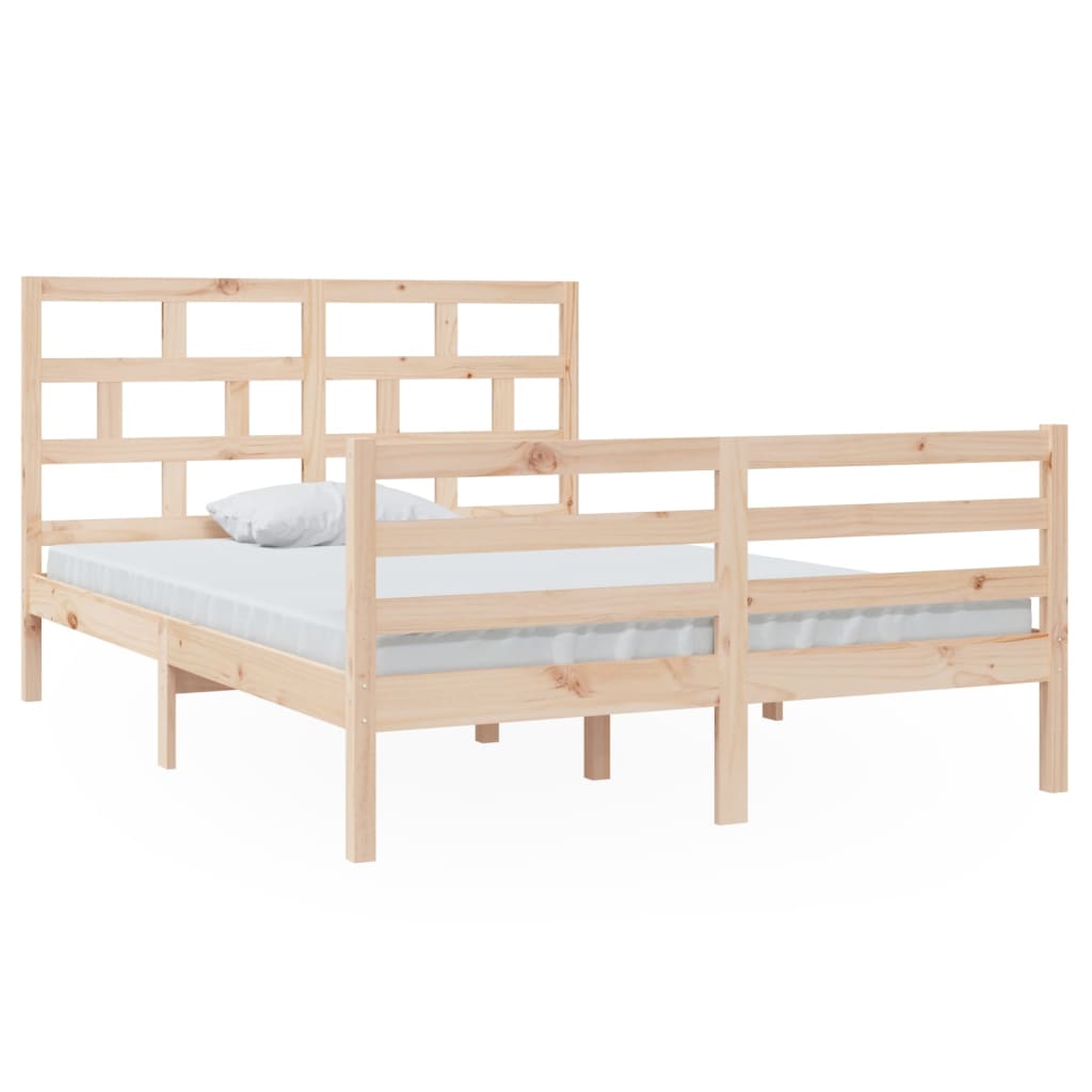 vidaXL Bed Frame without Mattress Solid Wood 140x200 cm (810430+814194)