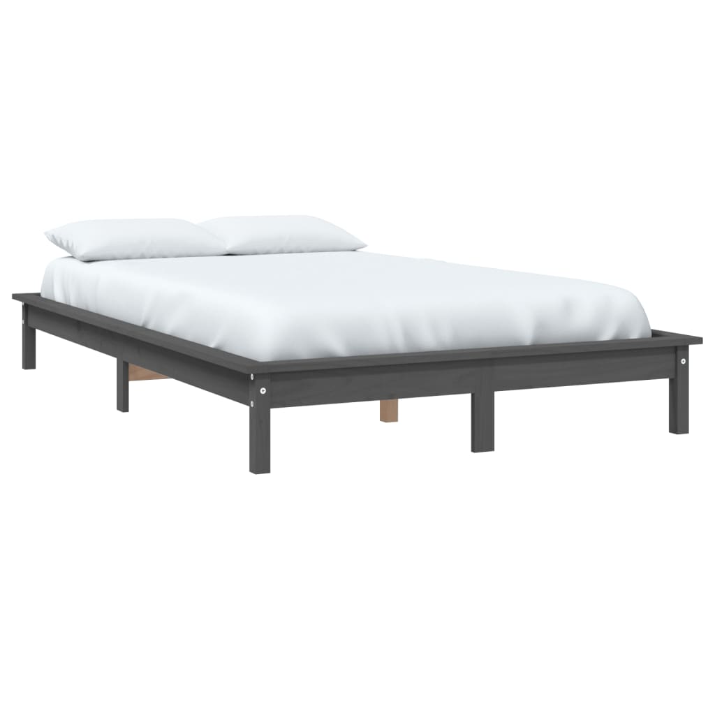 vidaXL Bed Frame without Mattress Grey 140x190 cm Solid Wood Pine