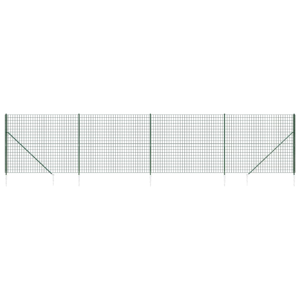 vidaXL Wire Mesh Fence with Spike Anchors Green 2x10 m