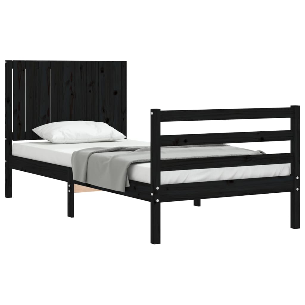 vidaXL Bed Frame without Mattress Black 90x200 cm Solid Wood