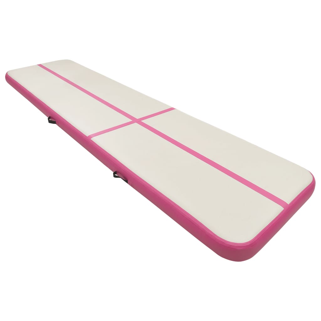 vidaXL Inflatable Gymnastics Mat with Pump 600x100x20 cm PVC Pink