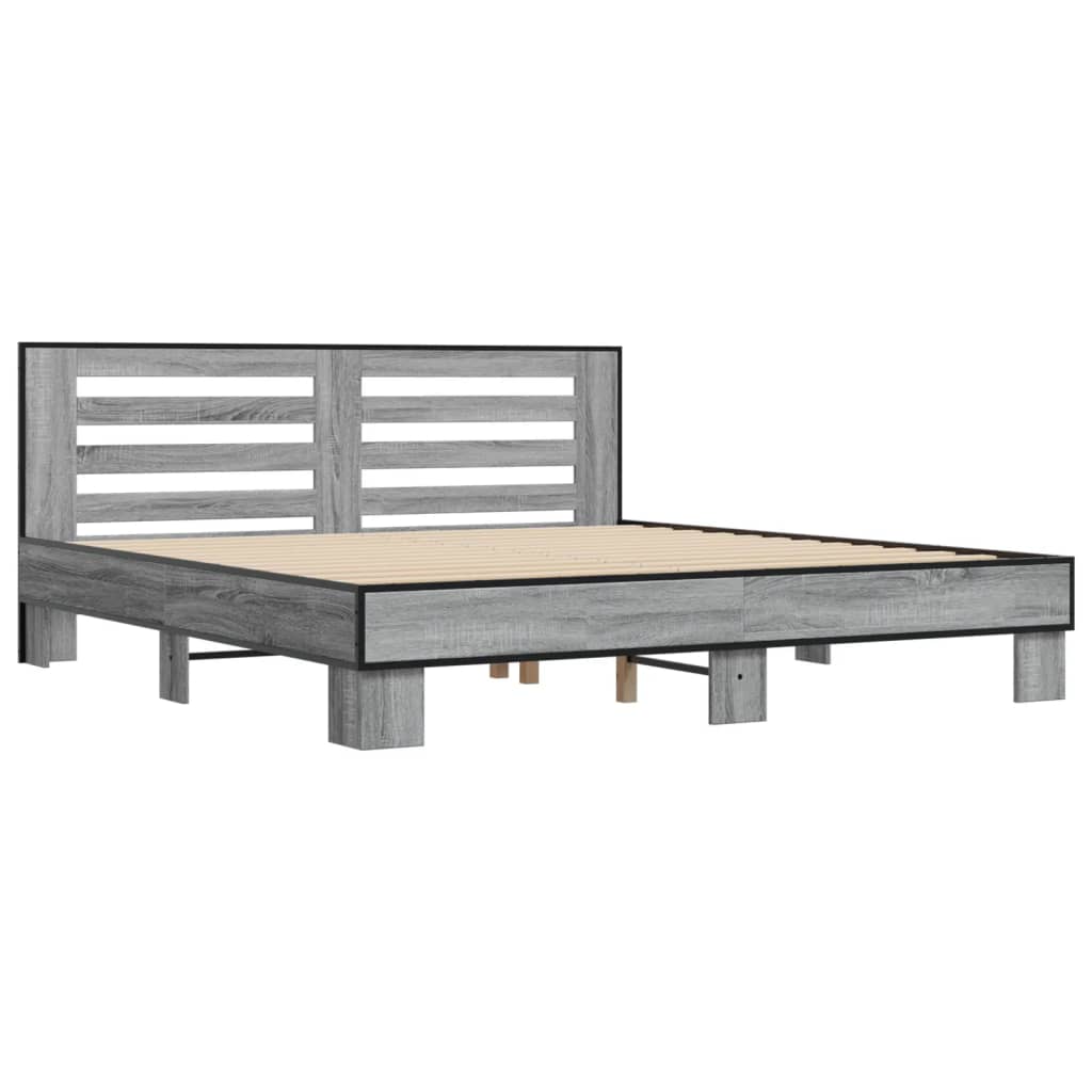 vidaXL Bed Frame without Mattress Grey Sonoma 200x200 cm