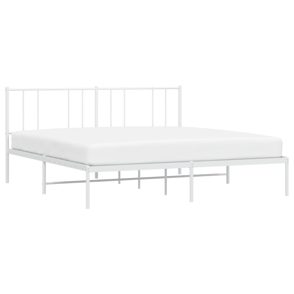 vidaXL Metal Bed Frame without Mattress with Headboard White 193x203 cm