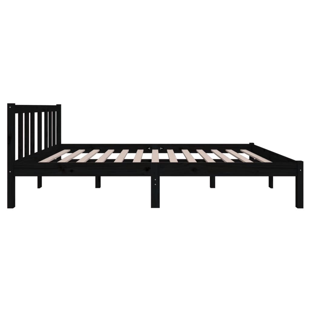 vidaXL Bed Frame without Mattress Black Solid Wood 120x190 cm Small Double