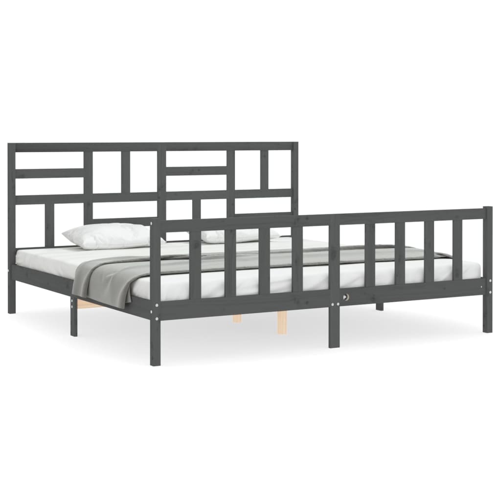 vidaXL Bed Frame without Mattress Grey 200x200 cm Solid Wood Pine