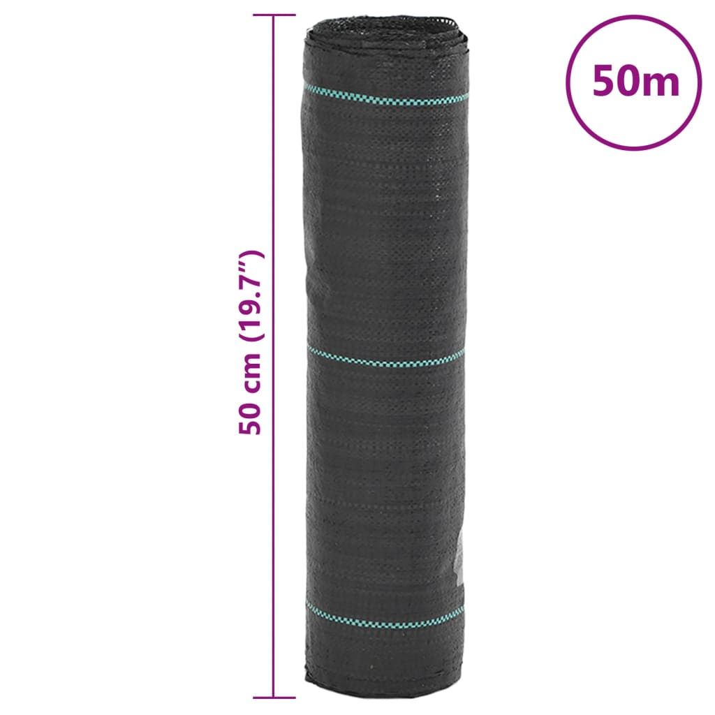 vidaXL Weed Membrane Black 0.5x50 m PP