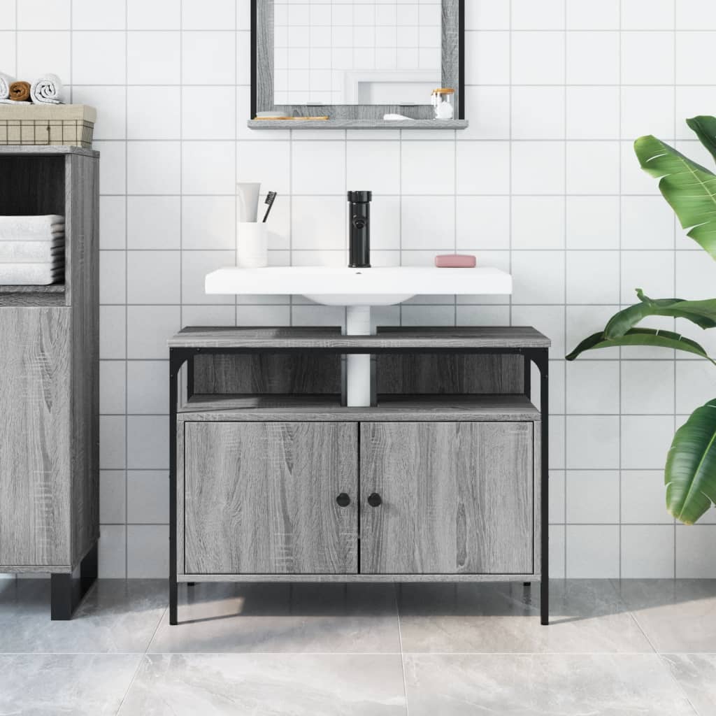 vidaXL Bathroom Sink Cabinet Grey Sonoma 80x30x60 cm Engineered Wood