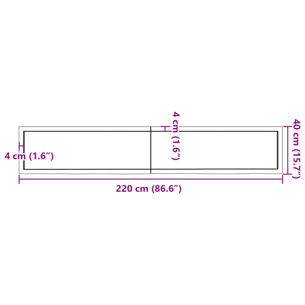 vidaXL Bathroom Countertop Dark Brown 220x40x(2-4) cm Treated Solid Wood