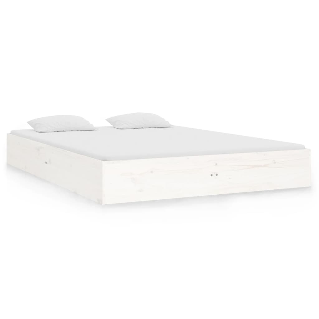 vidaXL Bed Frame without Mattress White Solid Wood 140x190 cm