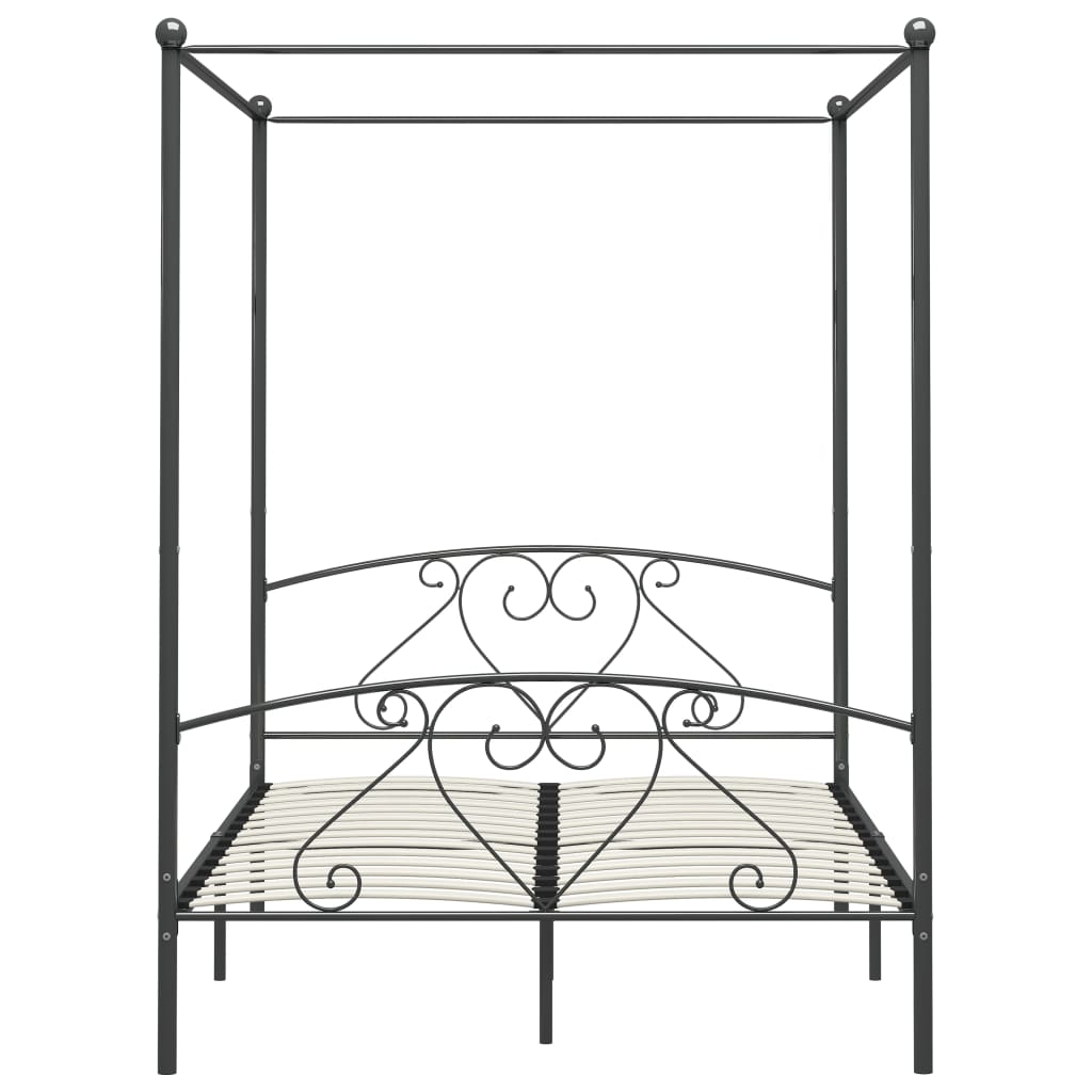 vidaXL Canopy Bed Frame without Mattress Grey Metal 140x200 cm