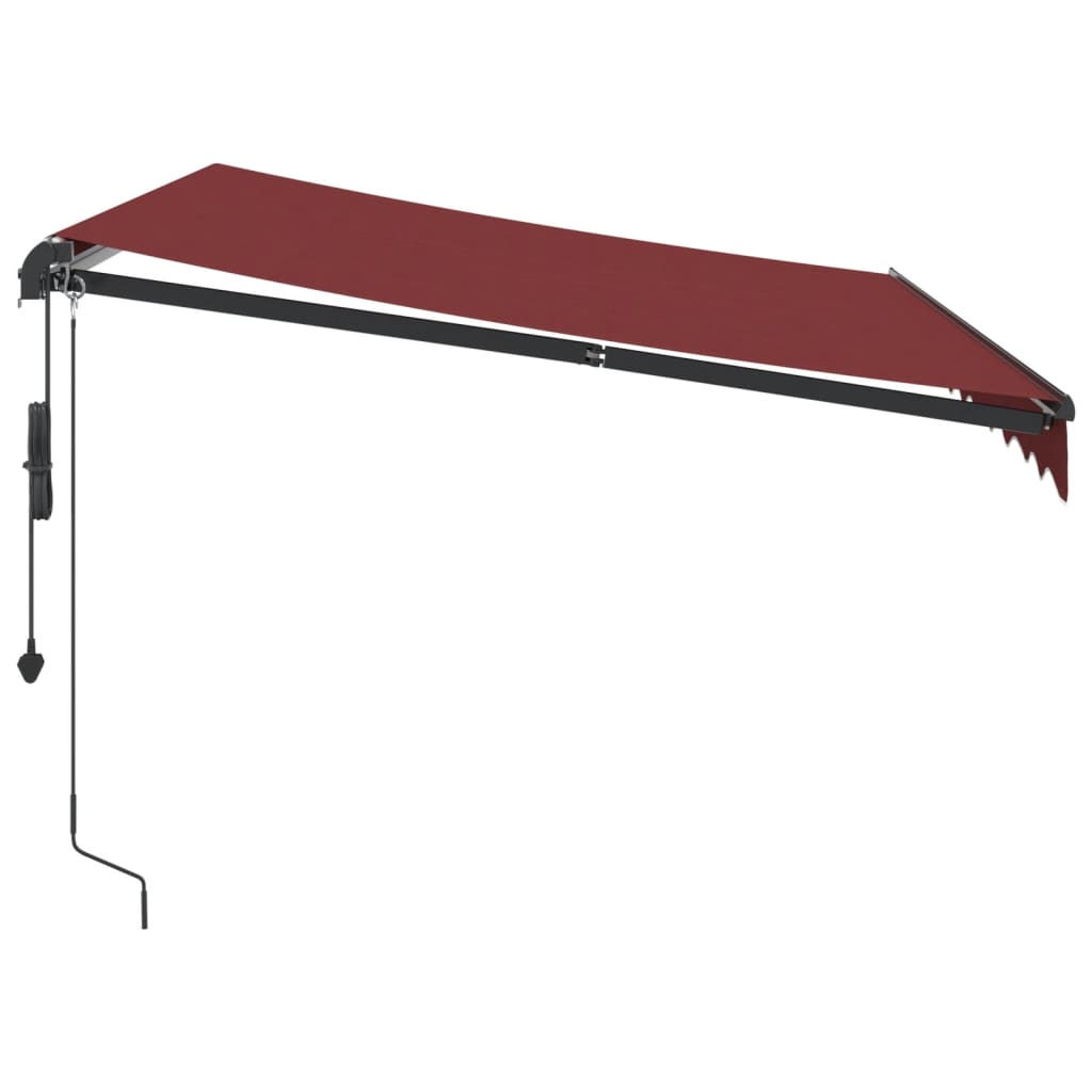 vidaXL Automatic Retractable Awning with LEDs Burgundy 300x250 cm