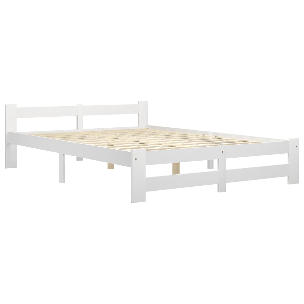 vidaXL Bed Frame without Mattress White Solid Pine Wood 120x200 cm