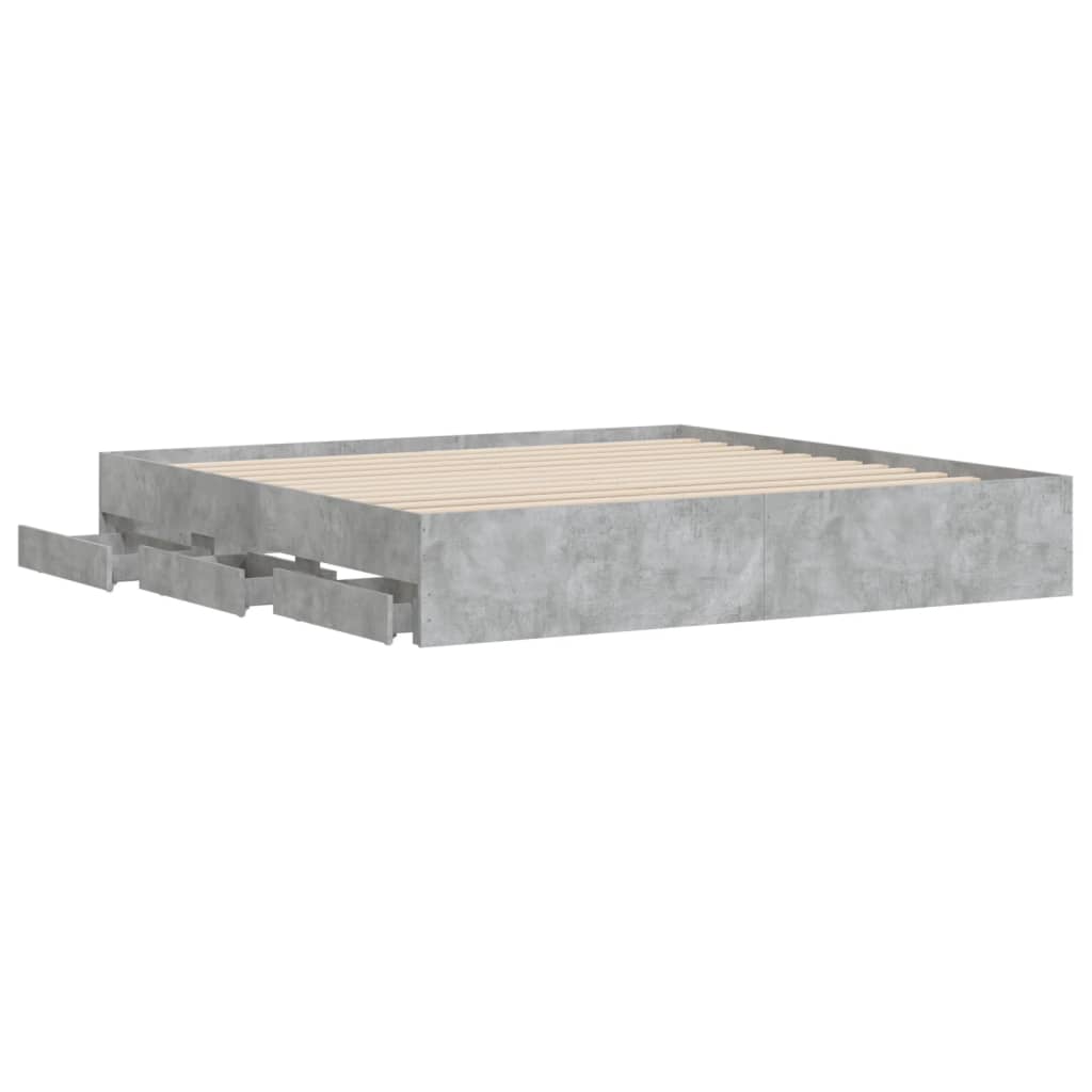 vidaXL Bed Frame with Drawers without Mattress Concrete Grey 200x200 cm