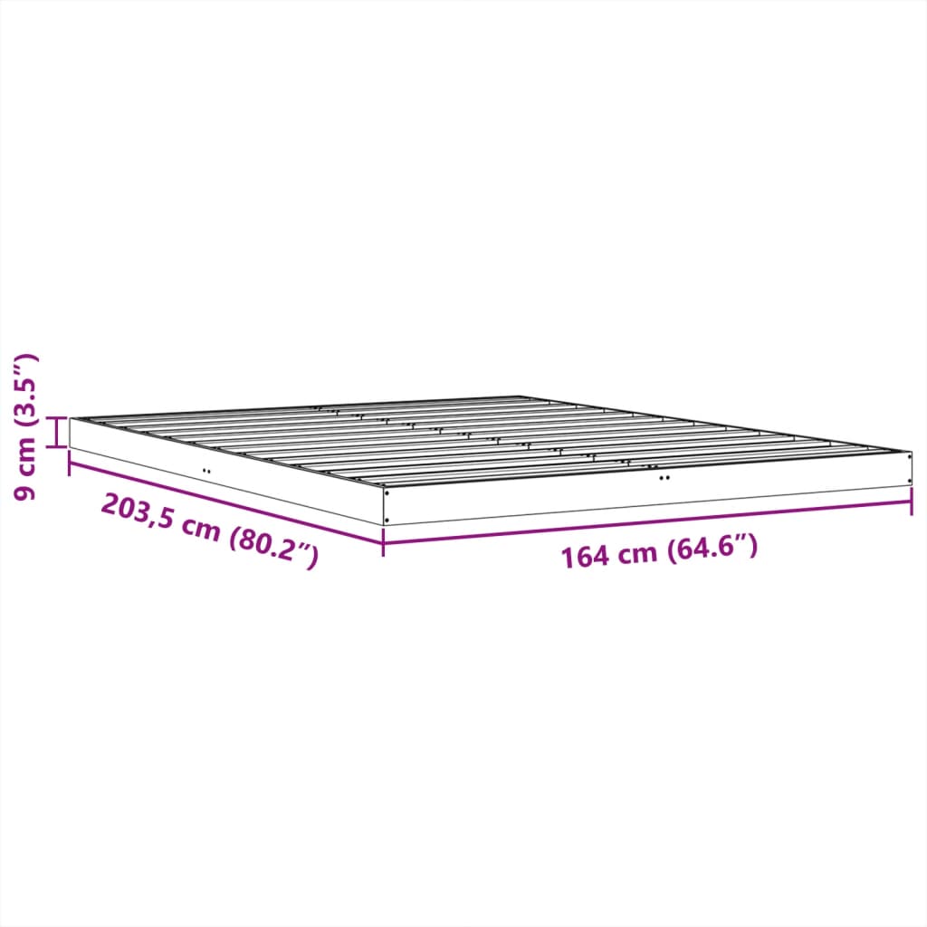 vidaXL Bed Frame without Mattress Wax Brown 160x200 cm Solid Wood Pine