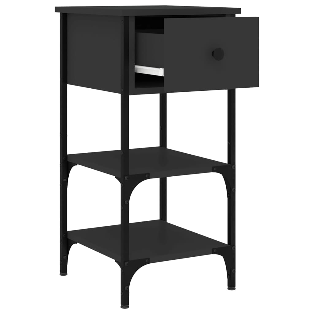 vidaXL Bedside Cabinets 2 pcs Black 34x36x70 cm Engineered Wood