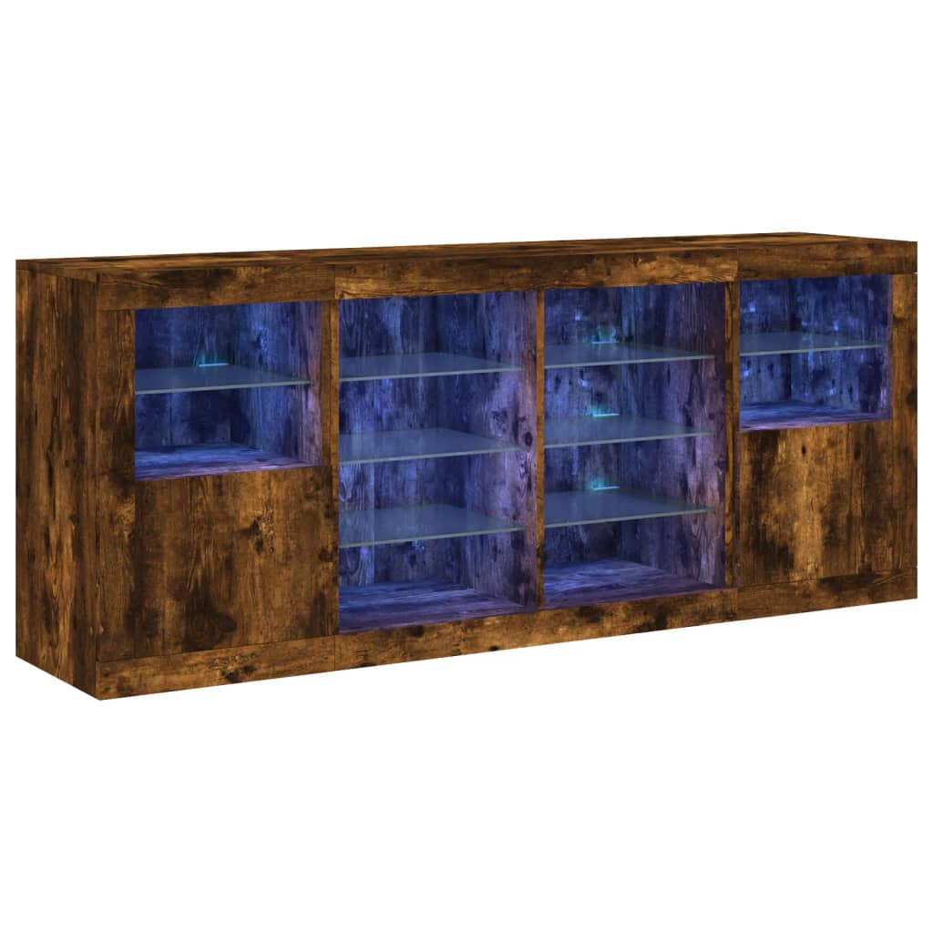 vidaXL Sideboard with LED Lights Smoked Oak 163x37x67 cm