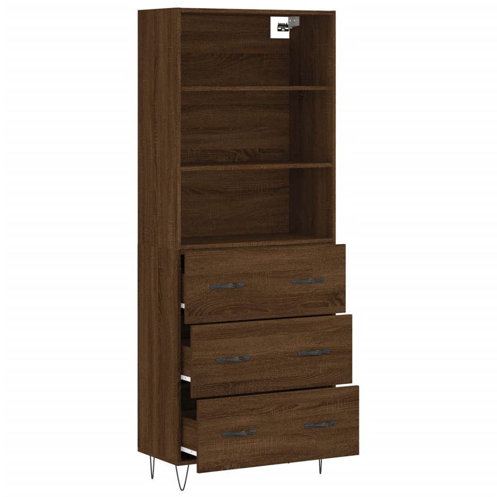 vidaXL Highboard Brown Oak 69.5x34x180 cm Engineered Wood