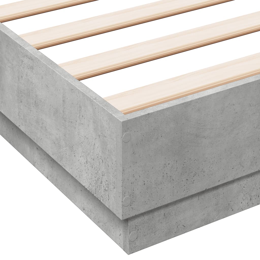 vidaXL Bed Frame Concrete Grey 135x190 cm Double Engineered Wood