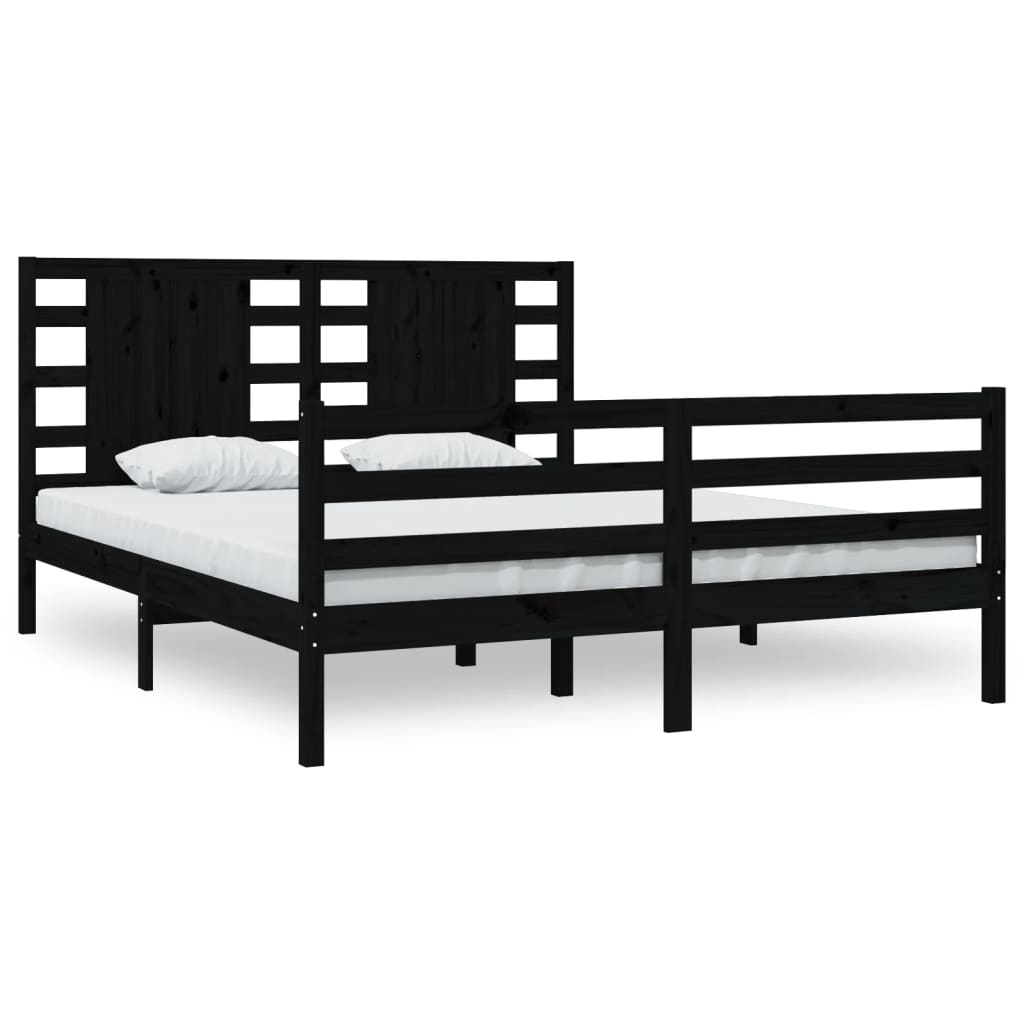 vidaXL Bed Frame without Mattress Black 200x200 cm Solid Wood Pine