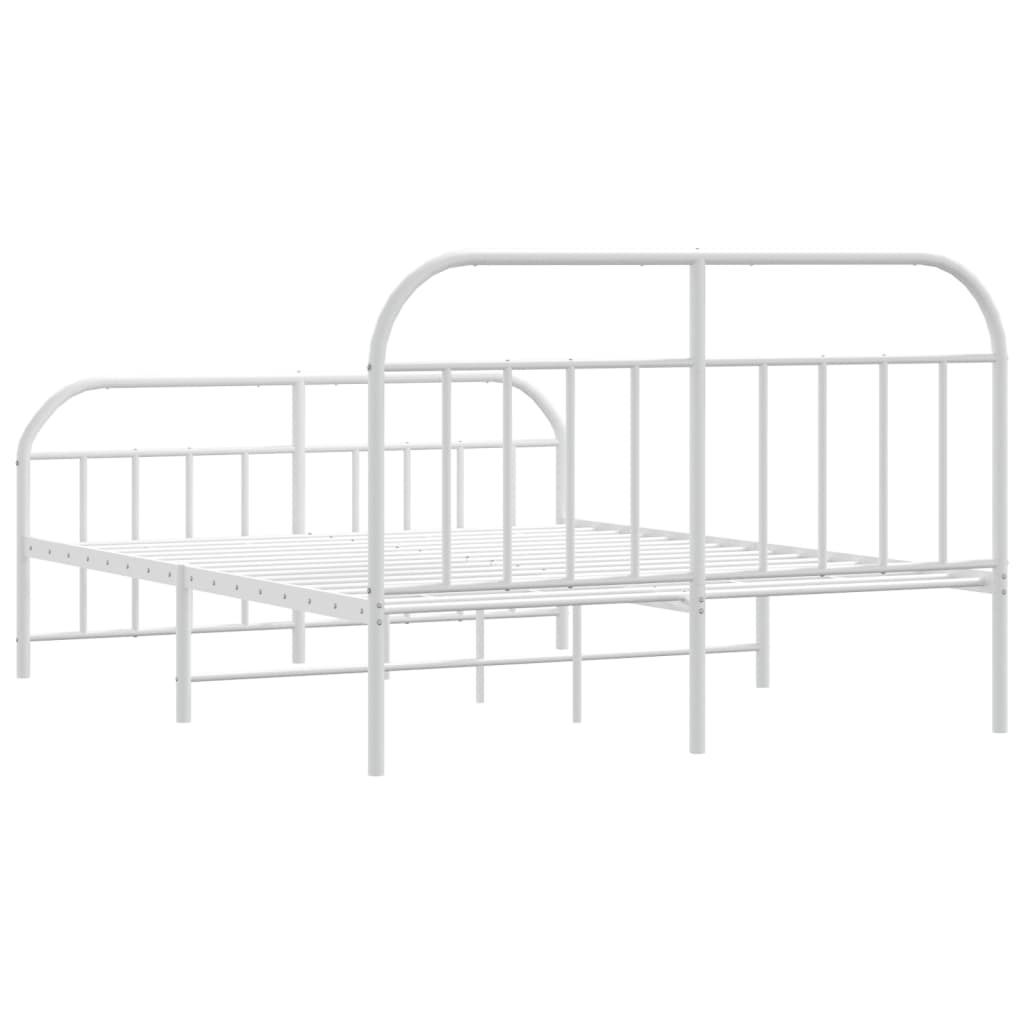 vidaXL Metal Bed Frame without Mattress with Footboard White 180x200 cm Super King