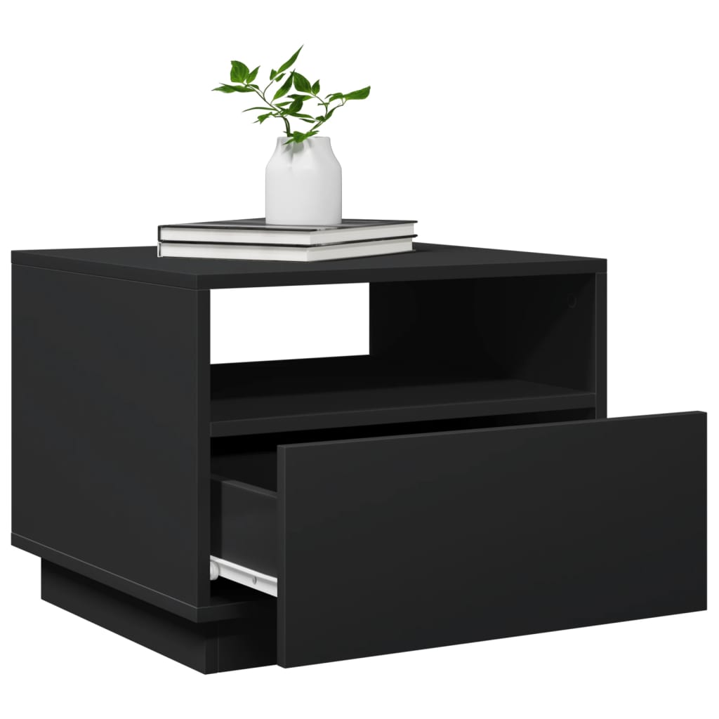 vidaXL Coffee Table with LED Lights Black 50x49x40 cm