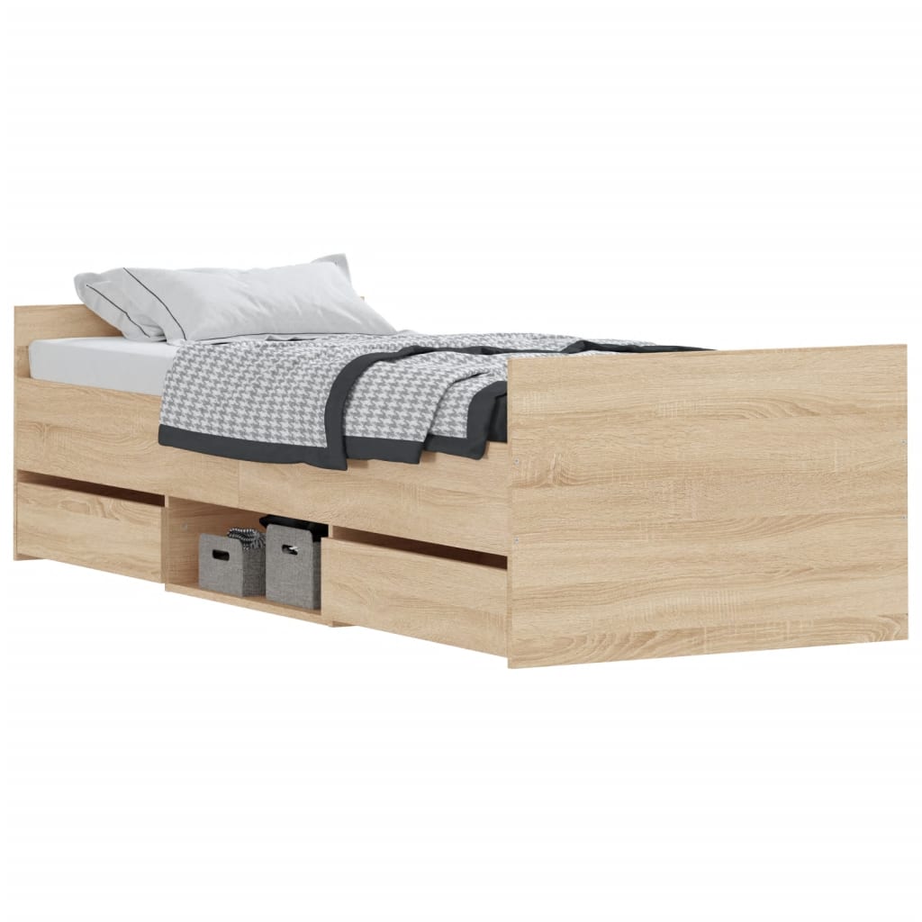 vidaXL Bed Frame without Mattress Sonoma Oak 75x190 cm Small Single