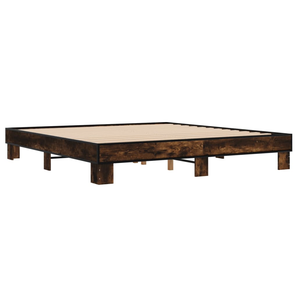 vidaXL Bed Frame without Mattress Smoked Oak 200x200 cm